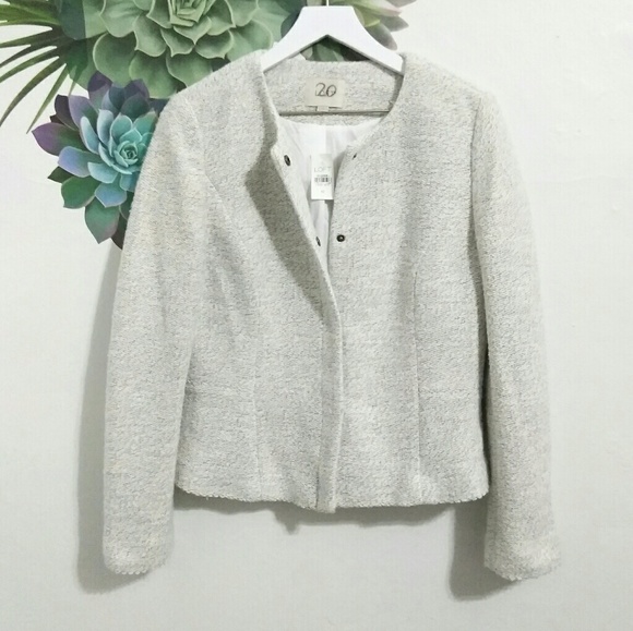 LOFT Jackets & Blazers - NEW Loft White & Gray Tweed Button Up Jacket